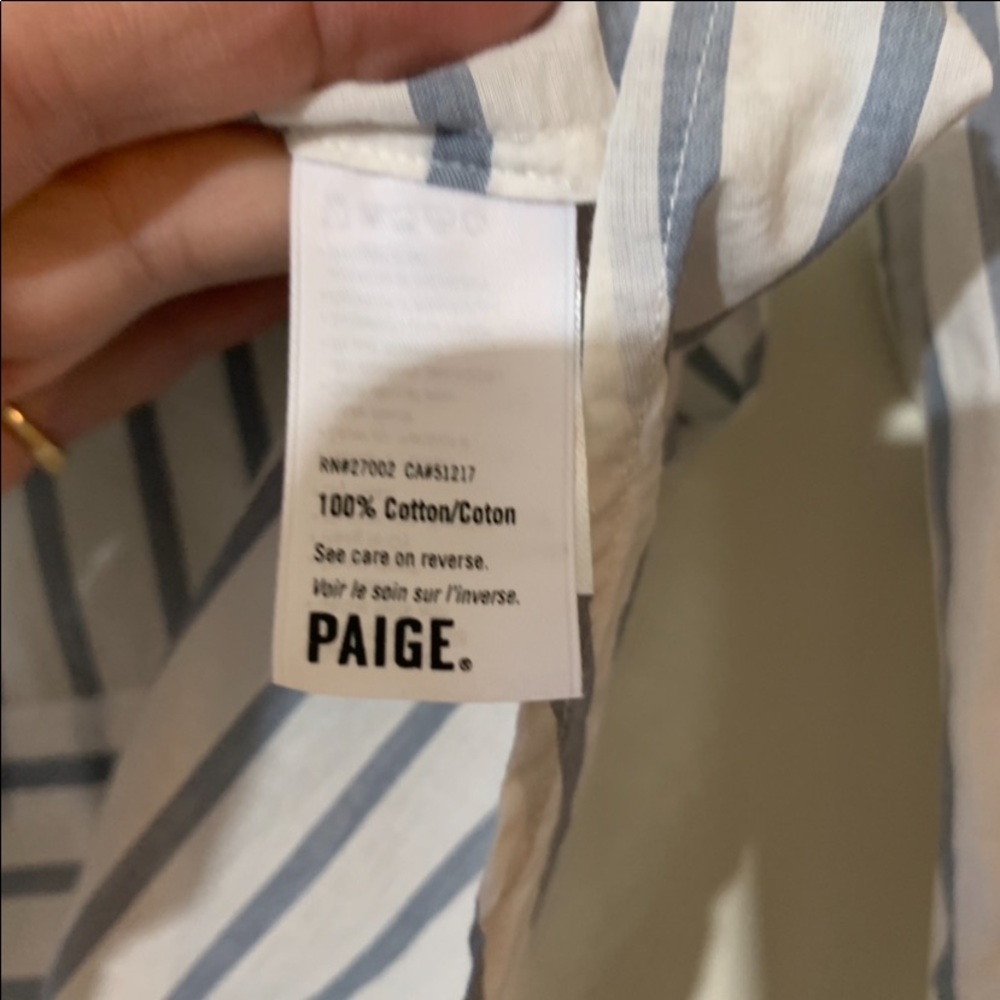 PAIGE White and Blue Striped Button Down Shirt - Picture 10 of 13
